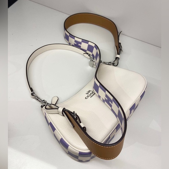Coach Silver/Light Violet /Chalk Teri Shoulder Bag With Checkerboard Print CR103 - Picture 5 of 9